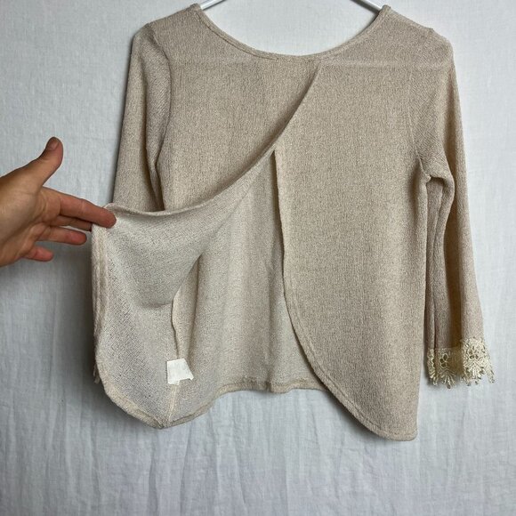 Poetry Lace Trim Back Wrap Blouse Womens S Open Back Cottage Coquette Romantic - Picture 4 of 13